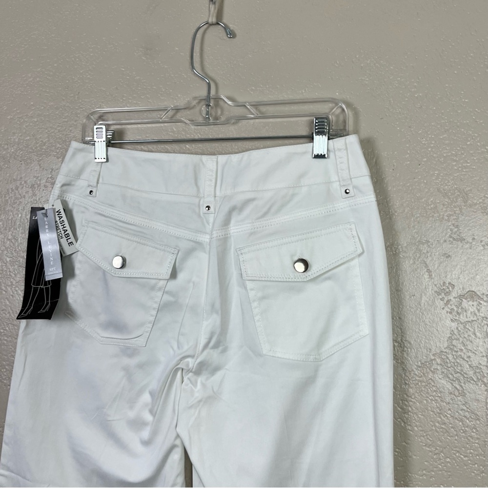 Larry Levine Pants Womens 8‎ White Capri Stretch Casual Flat Front - Picture 3 of 13